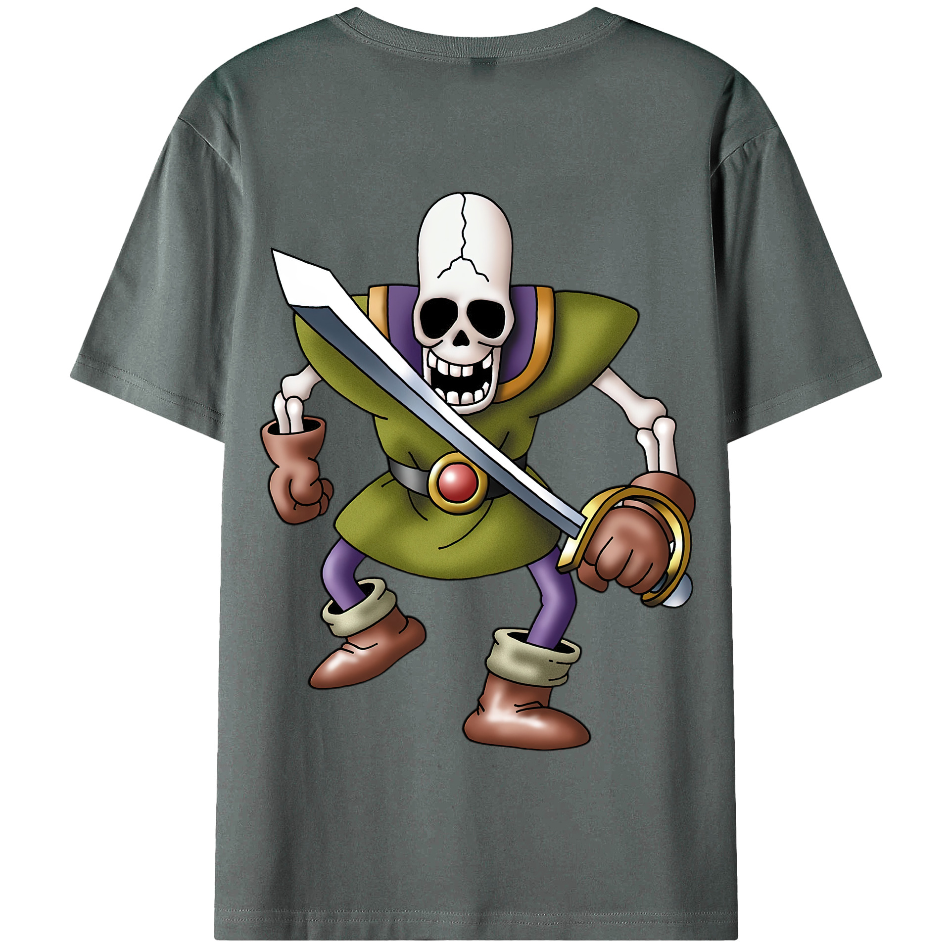 （画像用） ドラゴンクエスト Doragon Kuesuto Dragon Quest 綿100％半袖Tシャツ（背面プリント）